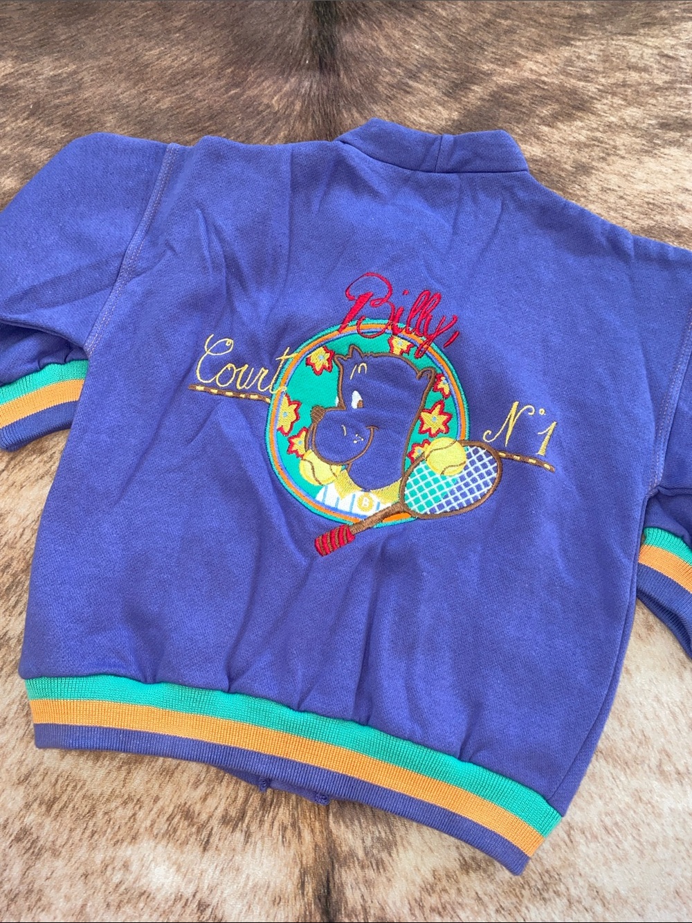 Vintage Billy Kids Cardigan Jacket Size 4 Purple Embroidered Tennis